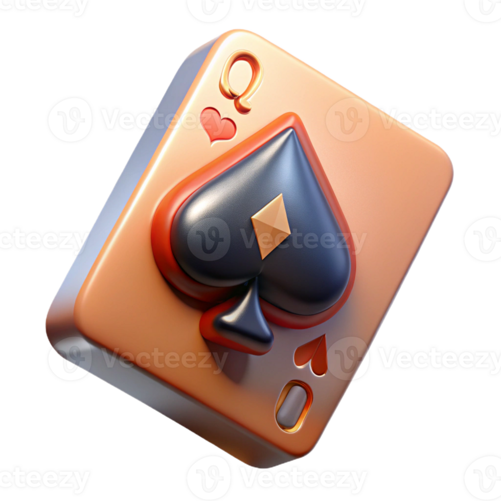 signature classic A single playing card, the Queen of Spades, with a fantasy design with Transparent Background masterfully captured png