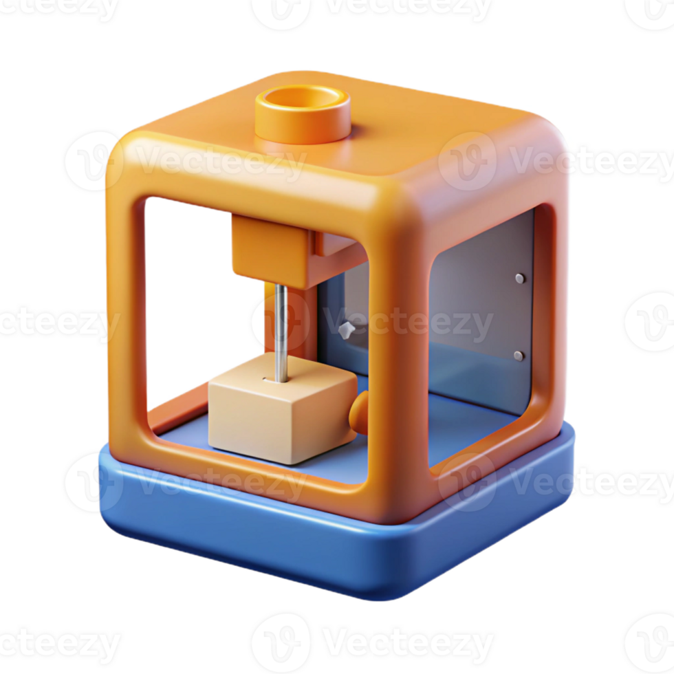 serene memorable D printer printing a small object with Transparent Background png