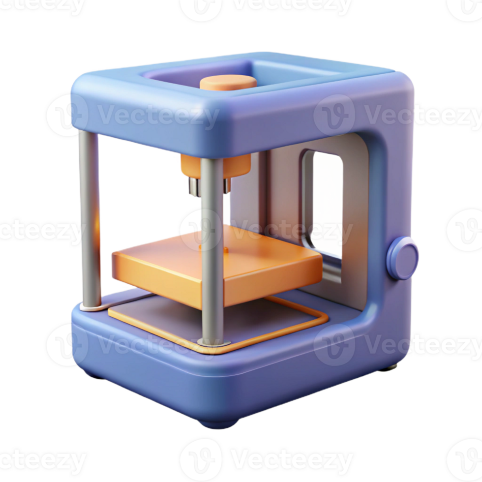 pristine memorable D printer printing a small object with Transparent Background png