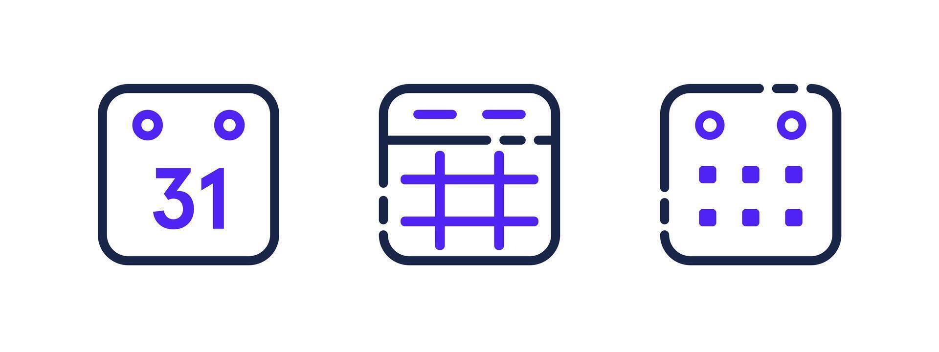 Dotted glitch calendar icons with tech-style design vector