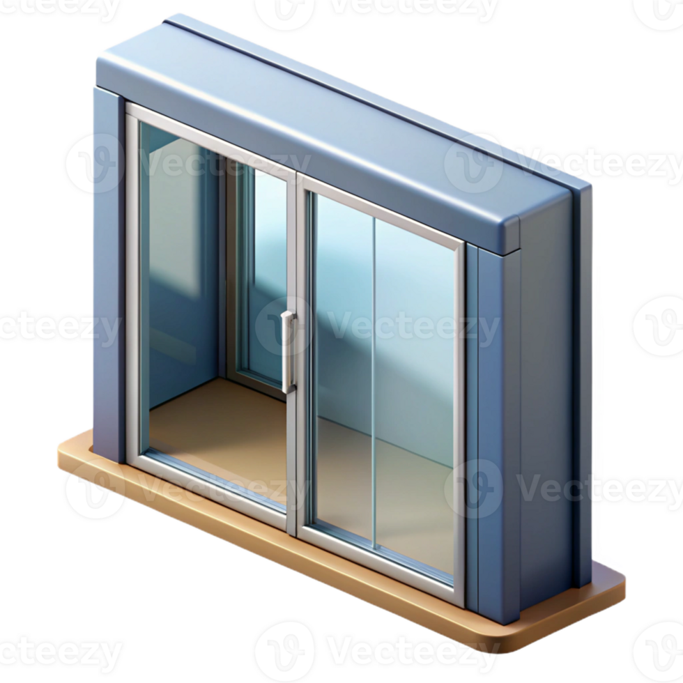 tranquil magnificent Photorealistic, hyper-specific isolated cutout of a modern, sliding glass door track with Transparent Background genuine png