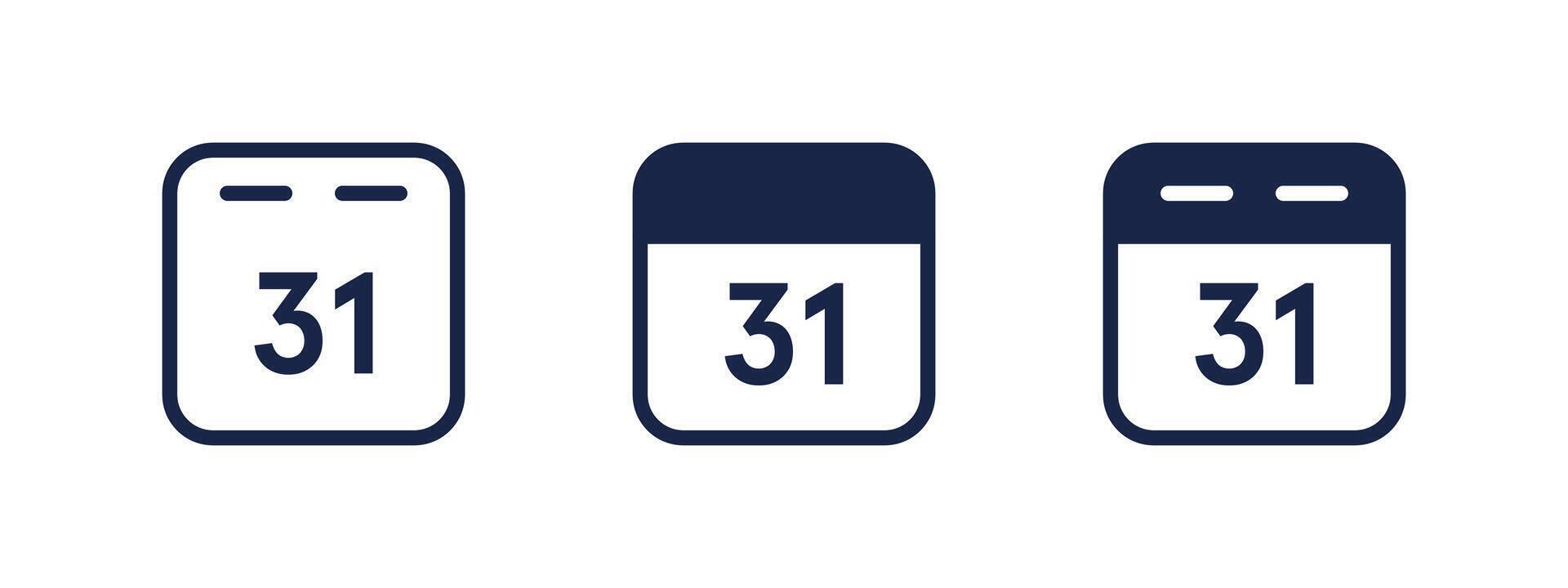 Calendar UI icons with bold top border design vector