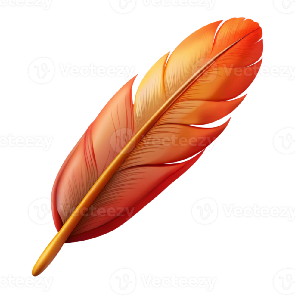 stunning modern A realistic rendering of a single feather from a phoenix with Transparent Background top-tier png