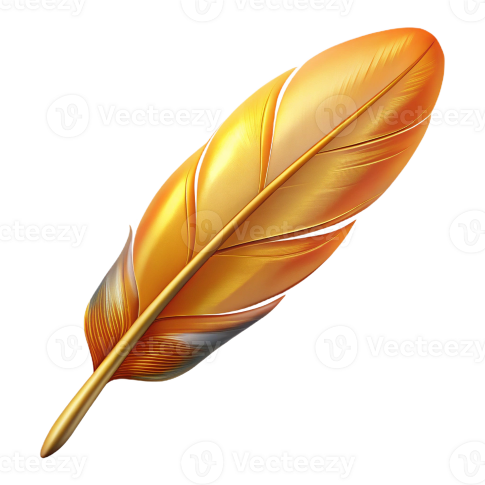 vibrant quintessential A realistic rendering of a single feather from a phoenix with Transparent Background png
