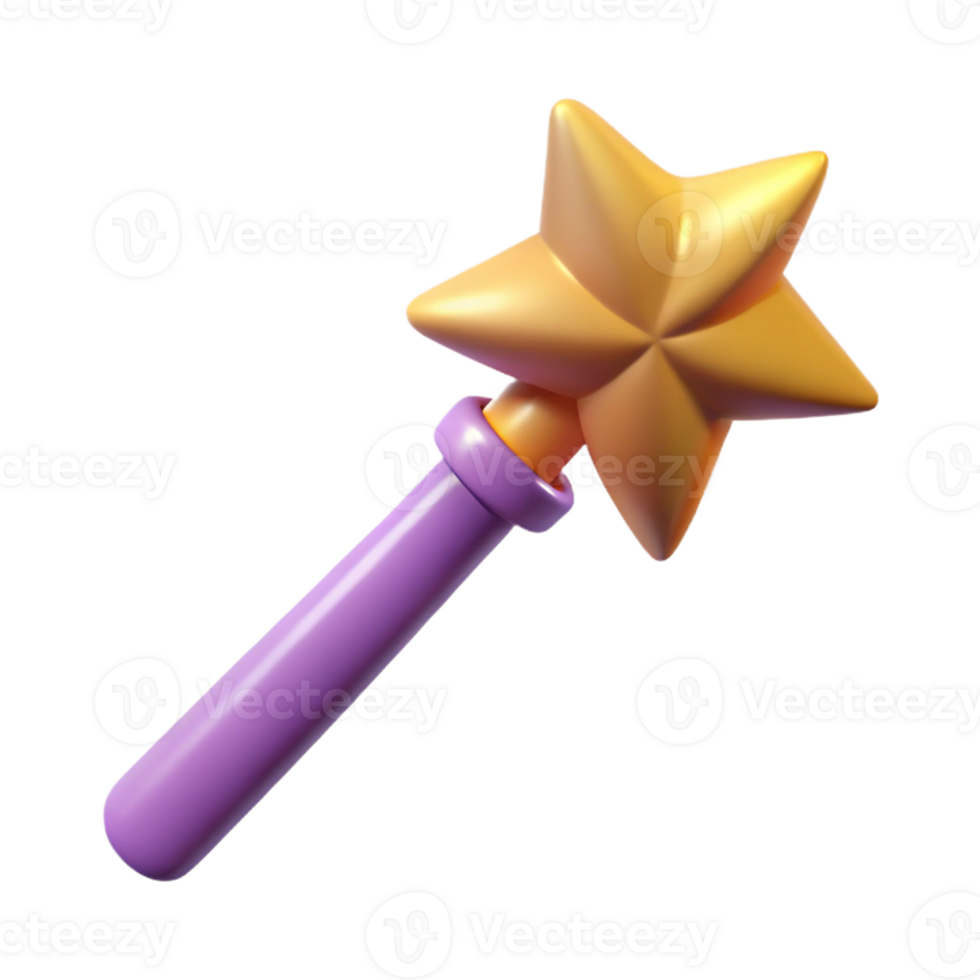 romantic pristine A stylized illustration of a magic wand with a star on the tip with Transparent Background original png
