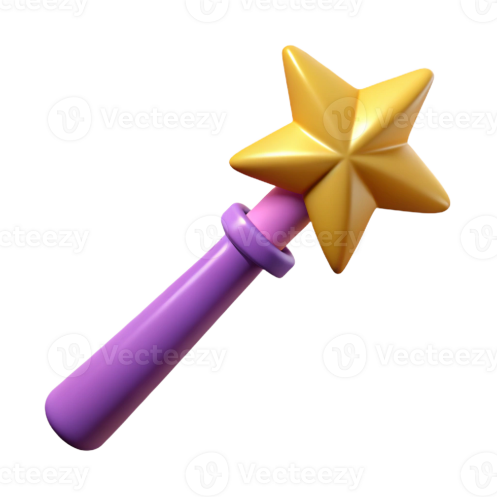 unforgettable bohemian A stylized illustration of a magic wand with a star on the tip with Transparent Background detailed png