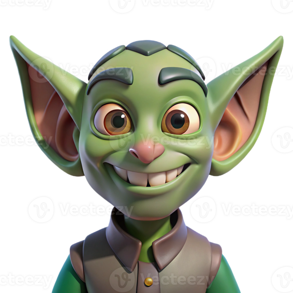 unforgettable creative A cartoon goblin with large ears and a mischievous grin with Transparent Background elite png