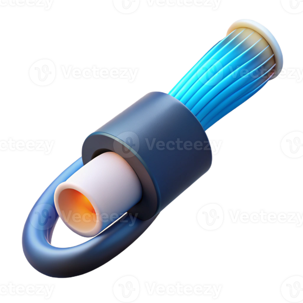 radiant inspired Fiber optic cable with glowing end with Transparent Background png