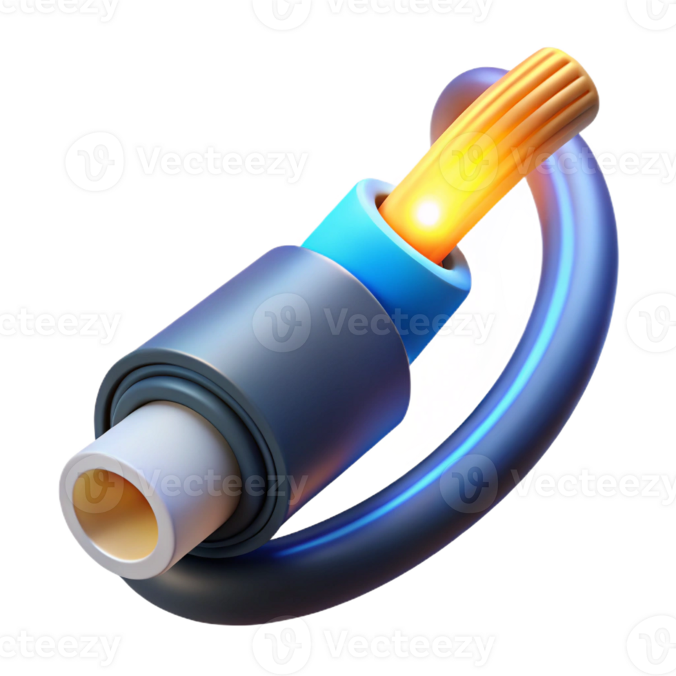 wonderful coveted Fiber optic cable with glowing end with Transparent Background png