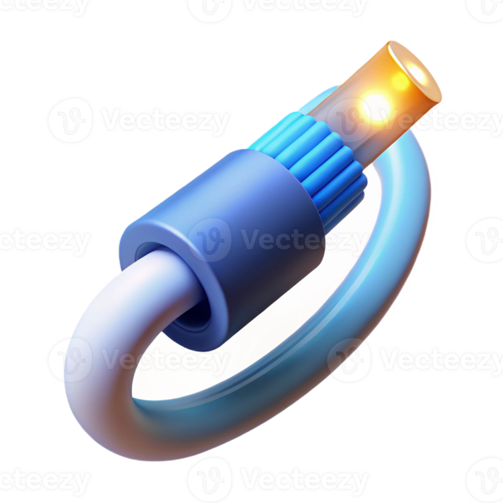 passionate dazzling Fiber optic cable with glowing end with Transparent Background detailed png