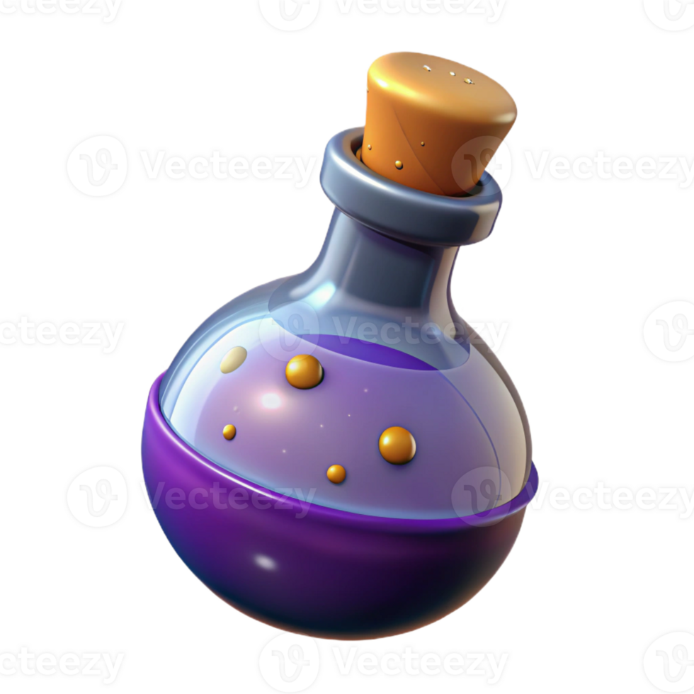 harmonious splendid A stylized illustration of a potion bottle with bubbling liquid with Transparent Background premium png