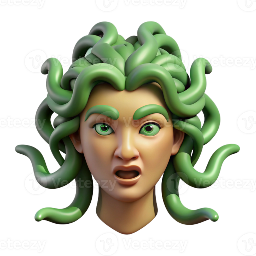 stunning urban A realistic illustration of a Medusa head with snakes with Transparent Background crisp png