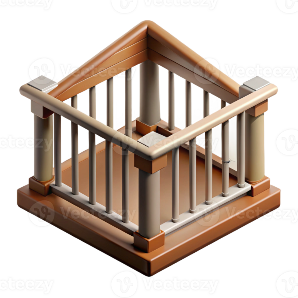 magnificent distinguished Swiss chalet balcony railing, with Transparent Background png