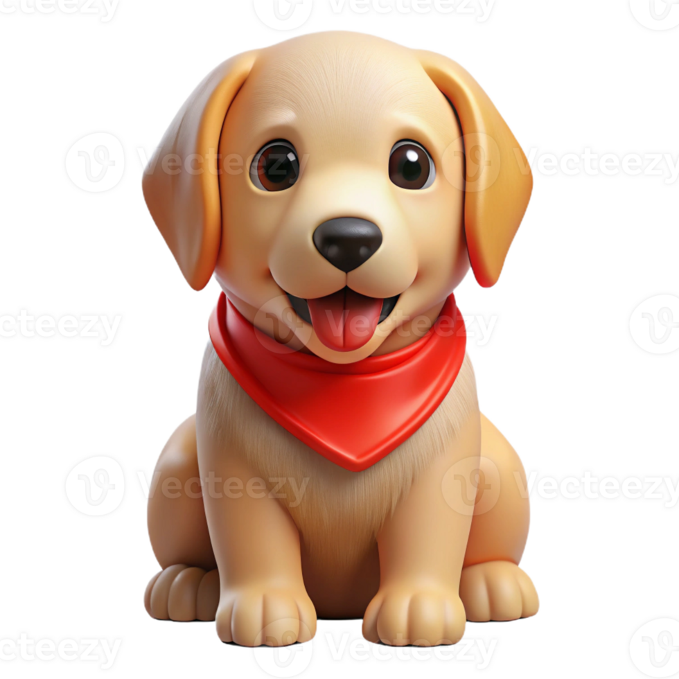 romantic captivating Ultra-detailed photorealistic isolated cutout of a golden retriever puppy with a red bandana around its neck with Transparent Background professional png