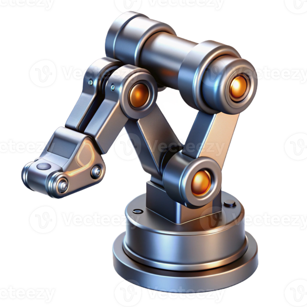 sumptuous sought-after Concept art style, ultra-detailed, isolated cutout of a futuristic, metallic, segmented robotic arm Hyper-specific with Transparent Background png