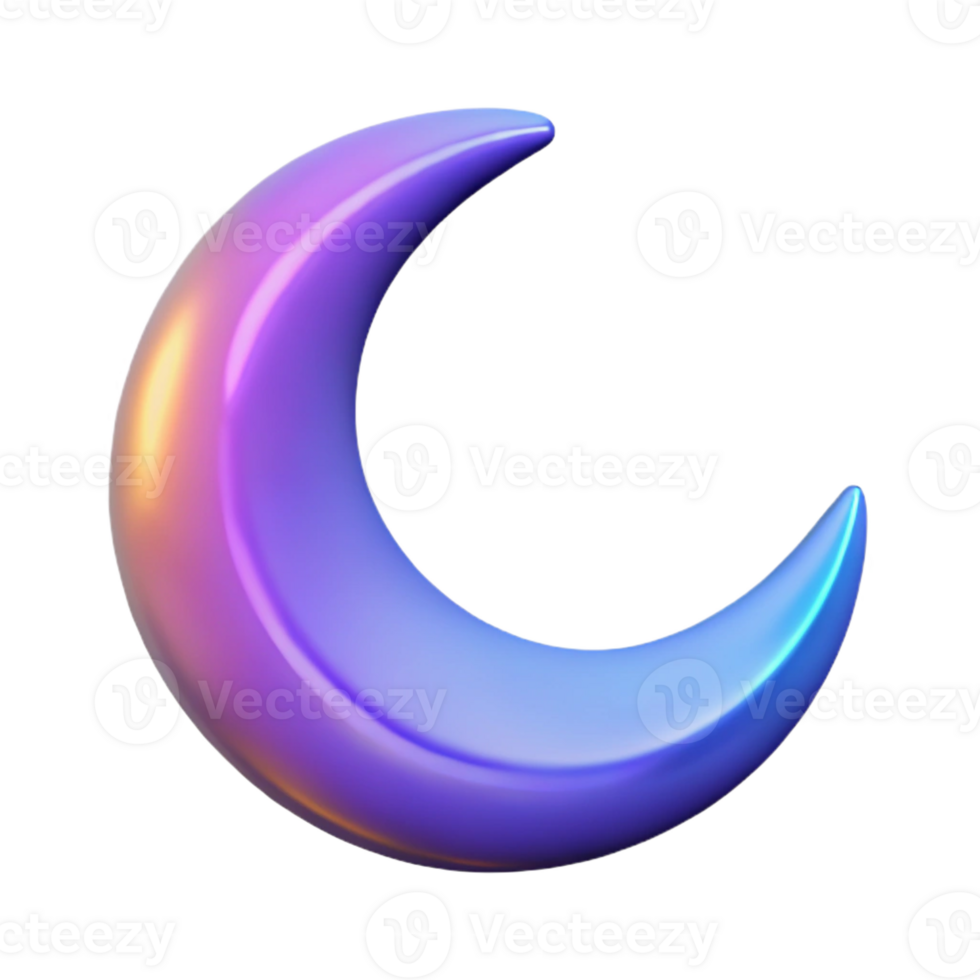 reflective hypnotic A crescent moon, celestial, abstract design with Transparent Background professional png
