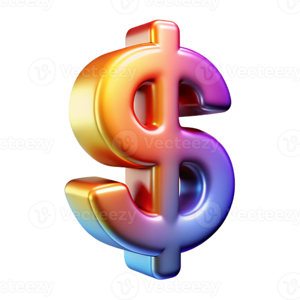 splendid distinctive A dollar sign, currency symbol, abstract art with Transparent Background png