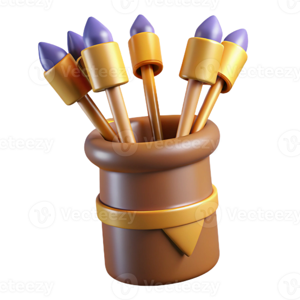 striking impressionist A stylized illustration of a quiver full of arrows with Transparent Background luxury png