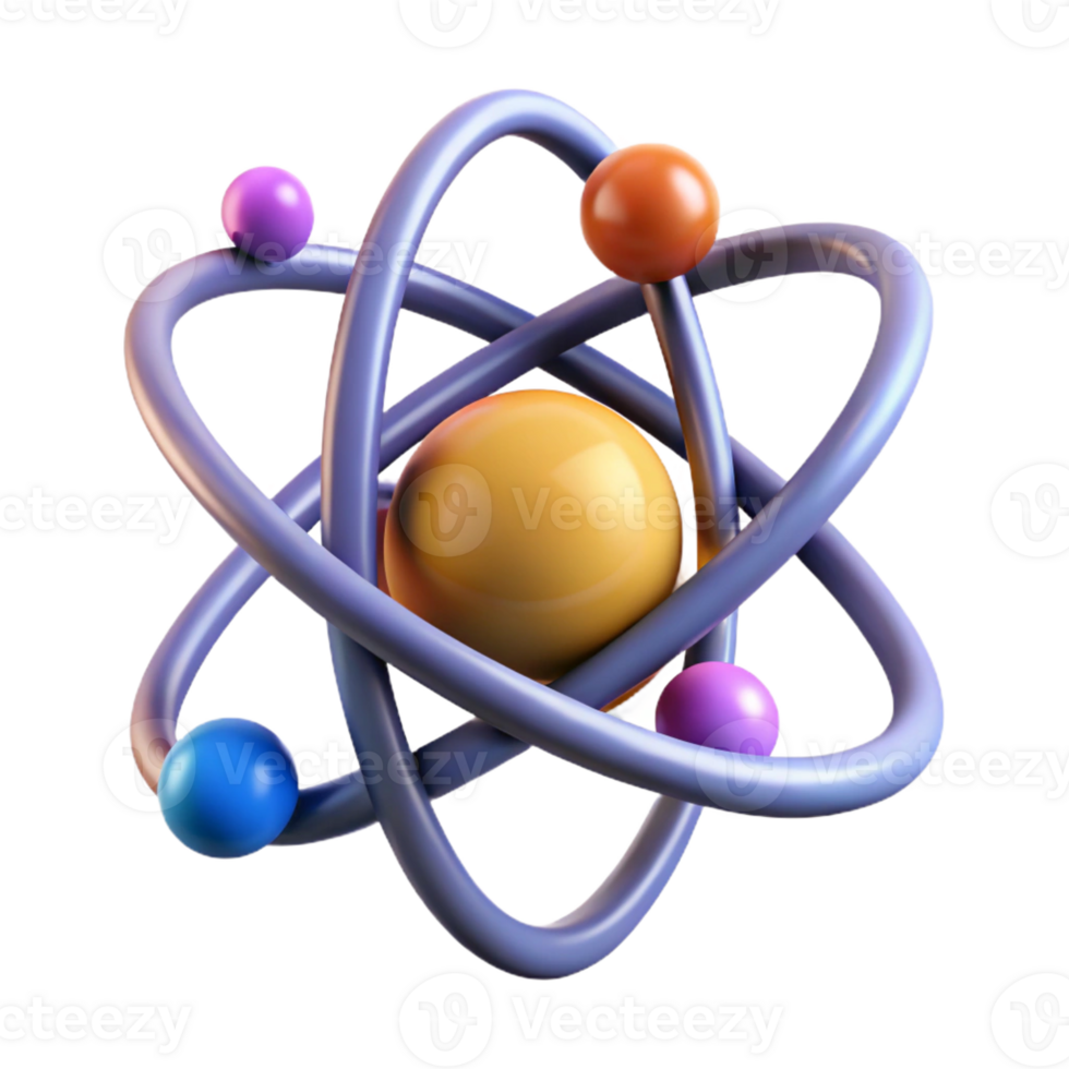 unparalleled artistic An atom, nucleus and electrons, abstract art with Transparent Background 8K png