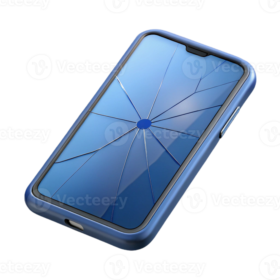 tranquil immaculate Smartphone with cracked screen with Transparent Background luxury png