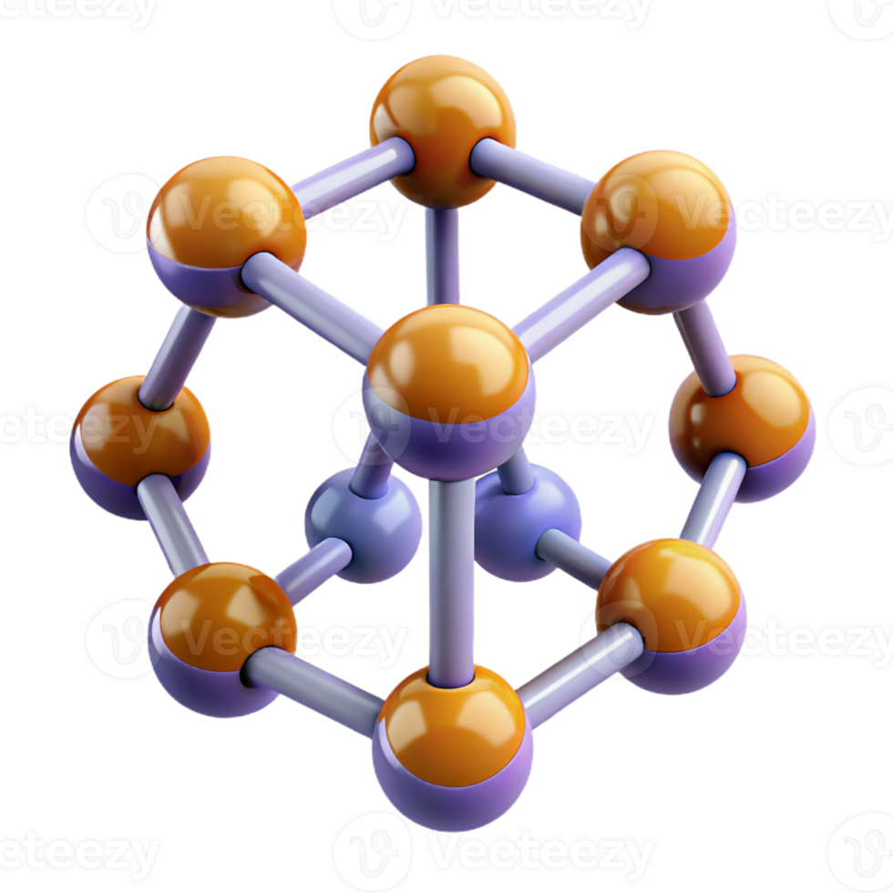 striking memorable A molecule, complex structure, abstract design with Transparent Background png