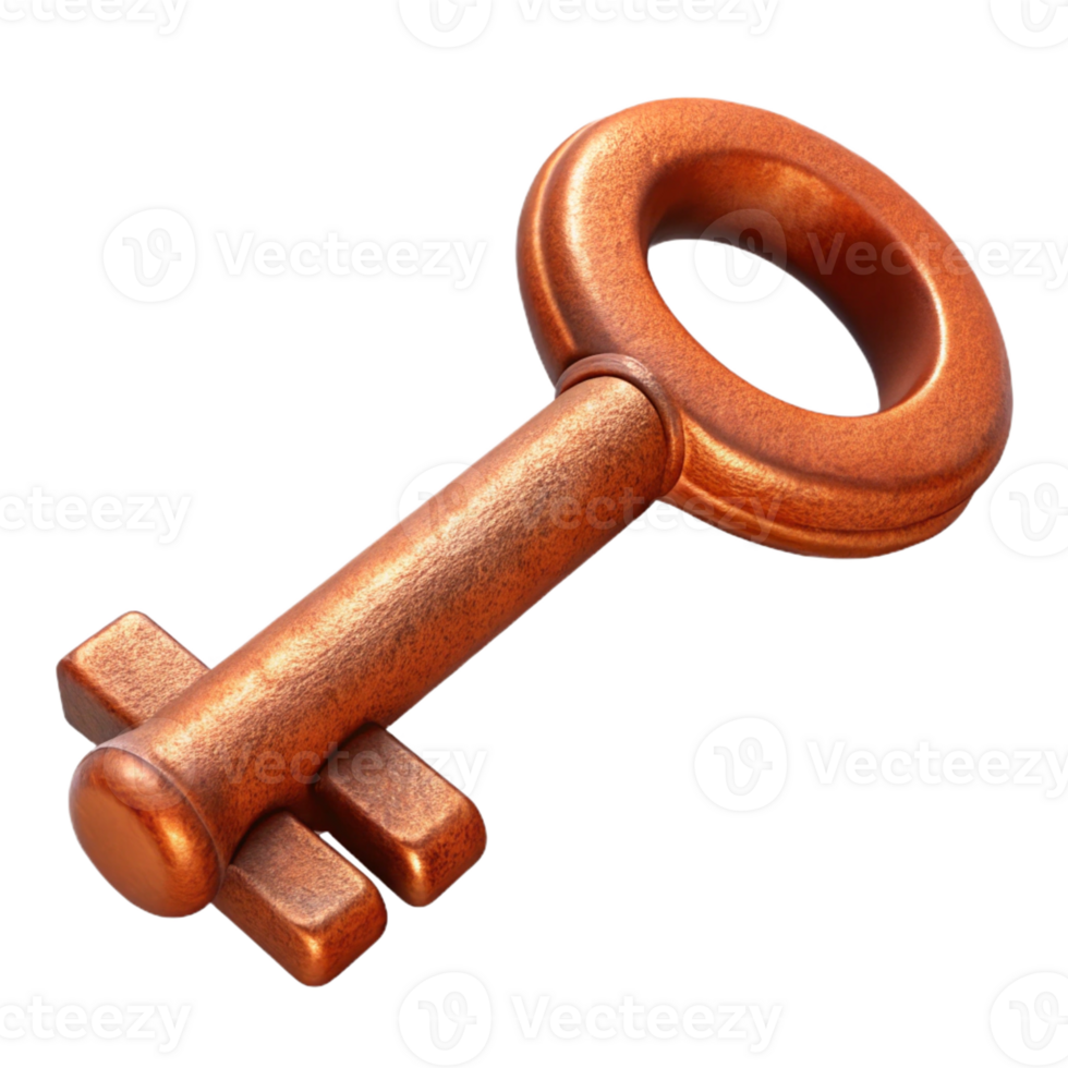 unforgettable creative Ultra-detailed, concept art style isolated cutout of a single, rusted iron key, ornate bit with Transparent Background gallery standard png