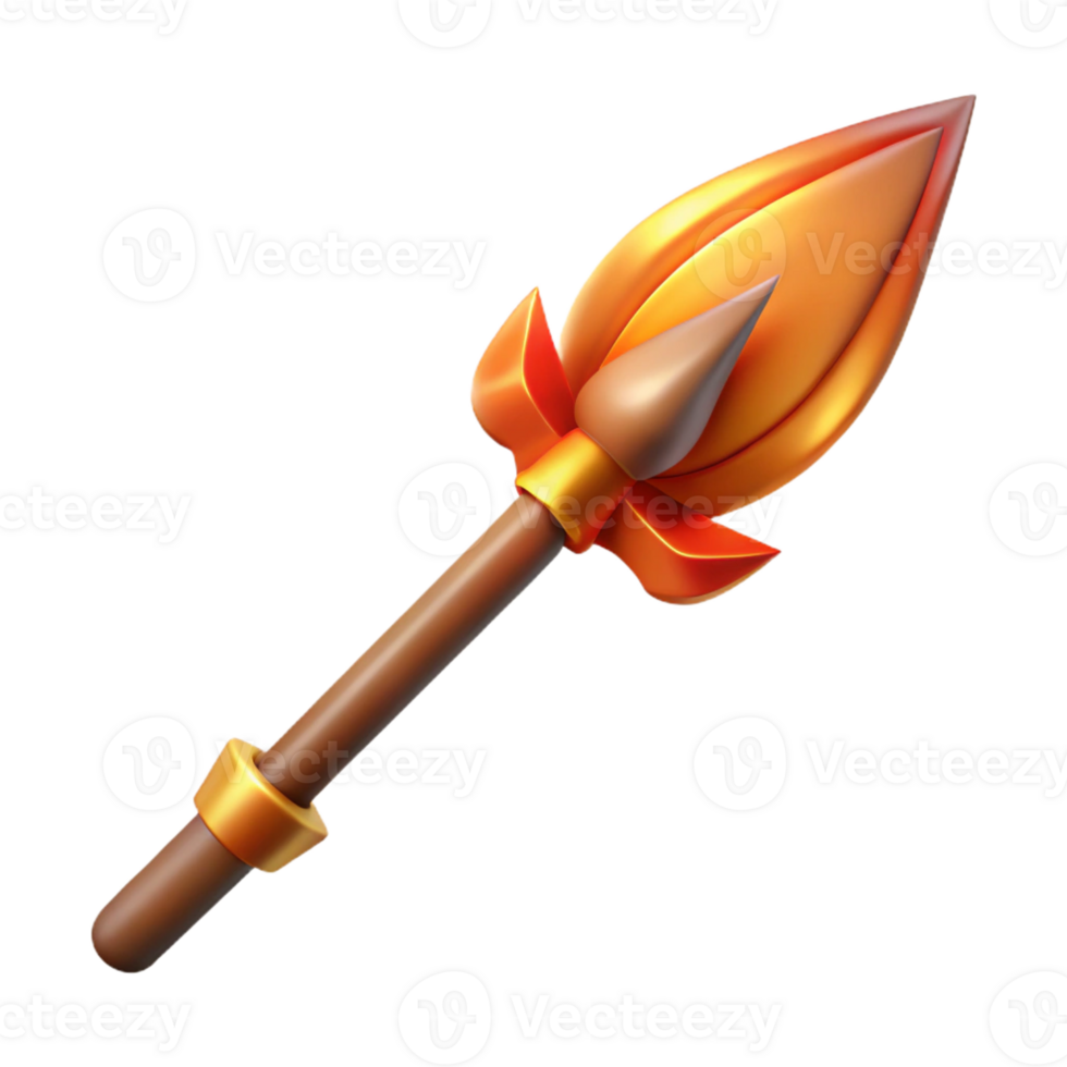 stunning rustic Ultra-detailed, concept art style professional render of a single, flaming arrow, fletched, burning tip with Transparent Background 8K png