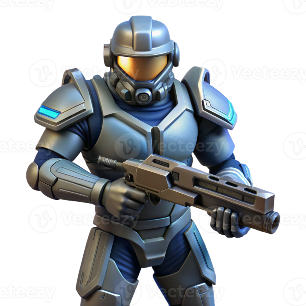 picturesque rustic Hyper-specific concept art style, isolated cutout of a space marine in full armor holding a plasma rifle with Transparent Background professional png