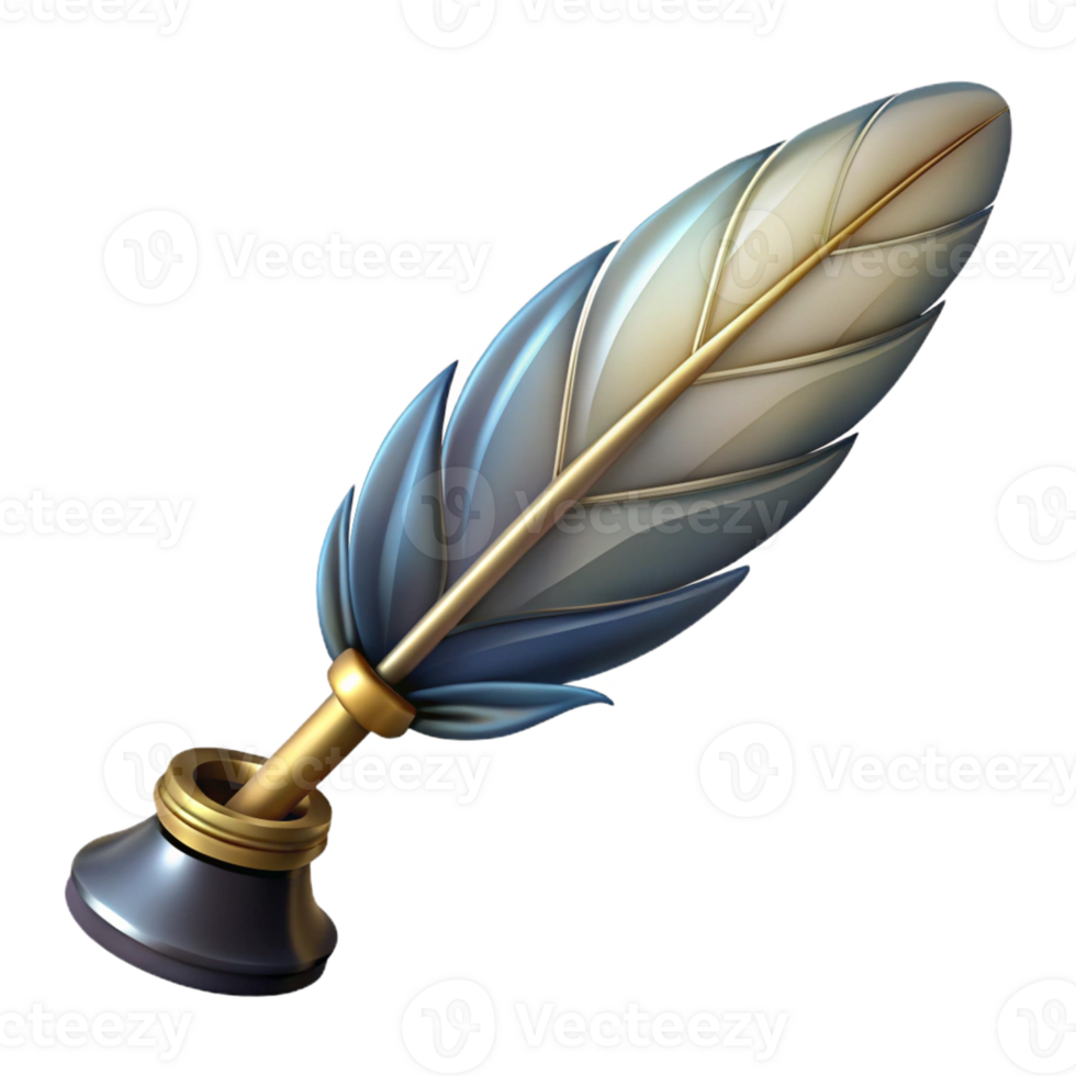 radiant sought-after A feather pen, antique style, abstract art with Transparent Background png