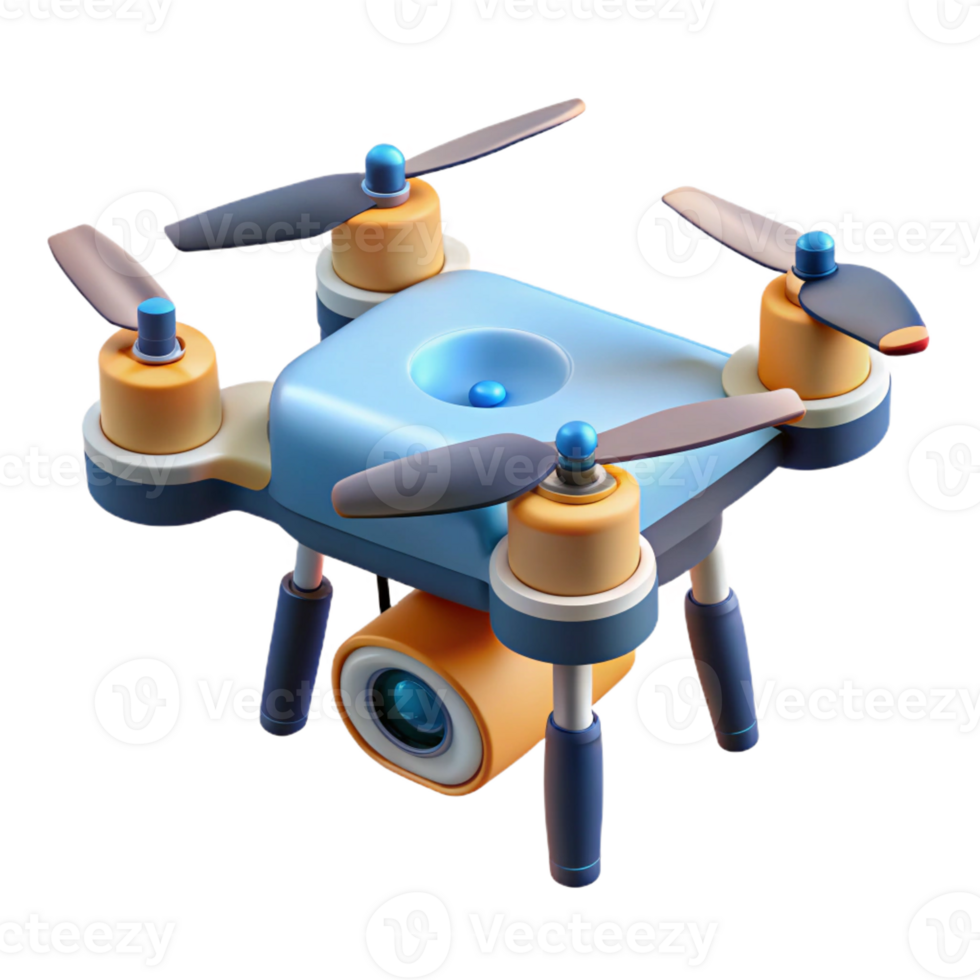 vibrant creative Drone with camera attached with Transparent Background premium png