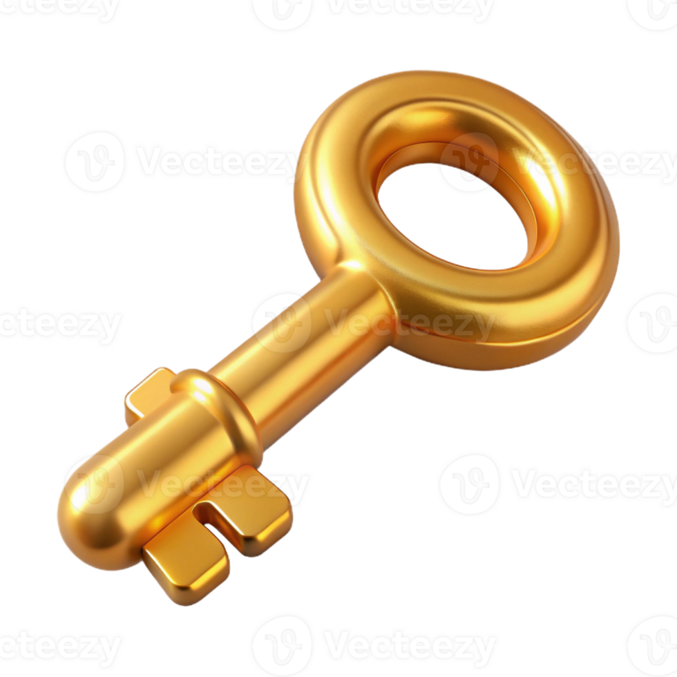 sought-after organic Hyper-specific, ultra-detailed, concept art of a futuristic, golden key with intricate engravings Isolated cutout with Transparent Background professional png