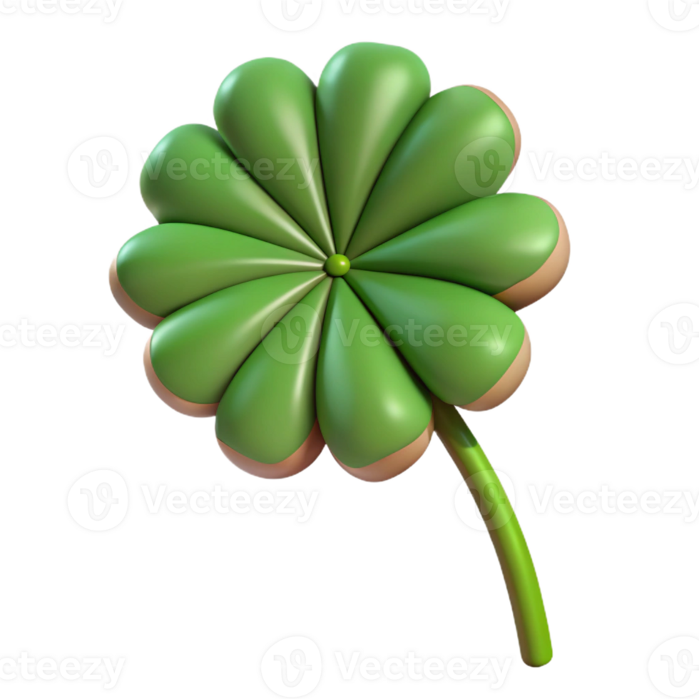 splendid minimalist Hyper-specific, professional render of a single, wilted four-leaf clover, brown edges, green center with Transparent Background premium png