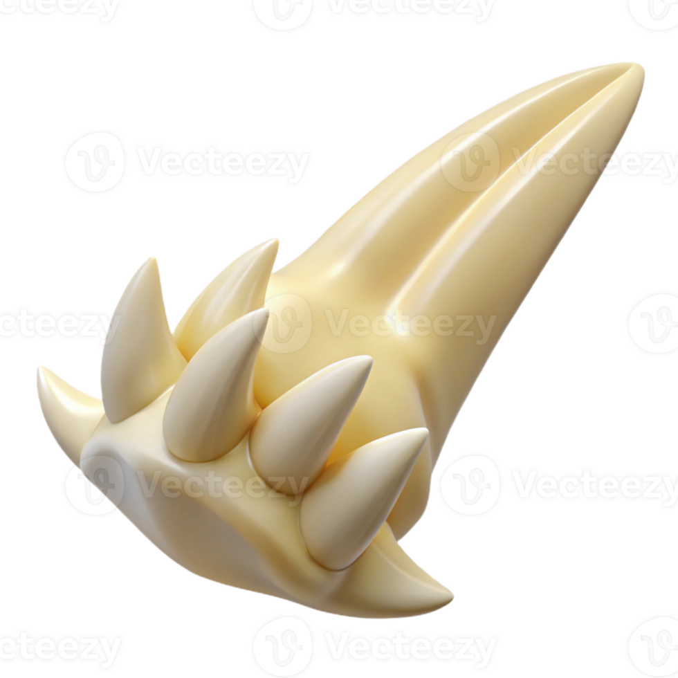 magnificent coveted Hyper-specific, isolated cutout of a single, dragon tooth, ivory, serrated edge with Transparent Background png