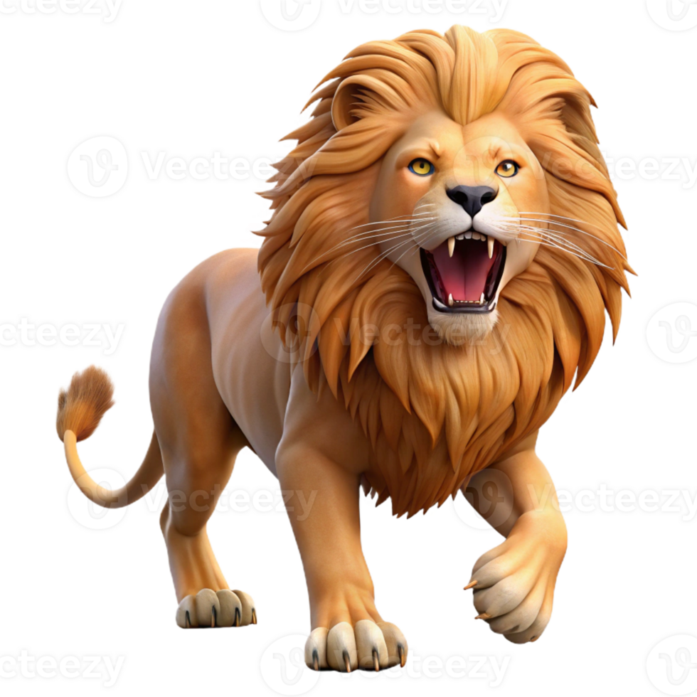 sumptuous victorian Photorealistic, ultra-detailed professional render of a roaring lion with a flowing mane Isolated cutout with Transparent Background precision png