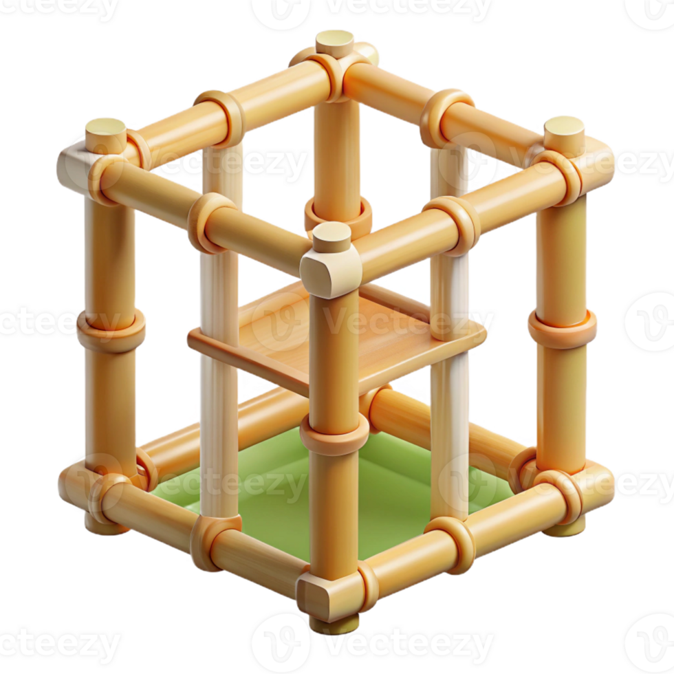 striking victorian Bamboo building frame element, with Transparent Background professional png