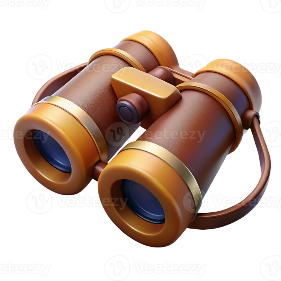 unparalleled impressionist Concept art style, isolated cutout of a vintage binoculars with leather straps with Transparent Background fine detail png