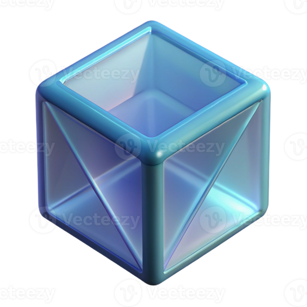 standout nordic A single, translucent, geometric cube with Transparent Background perfect clarity png