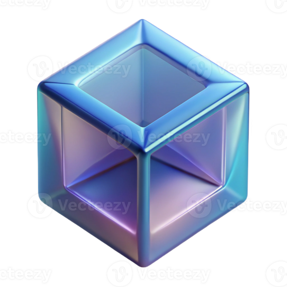 tranquil breathtaking A single, translucent, geometric cube with Transparent Background luxury png