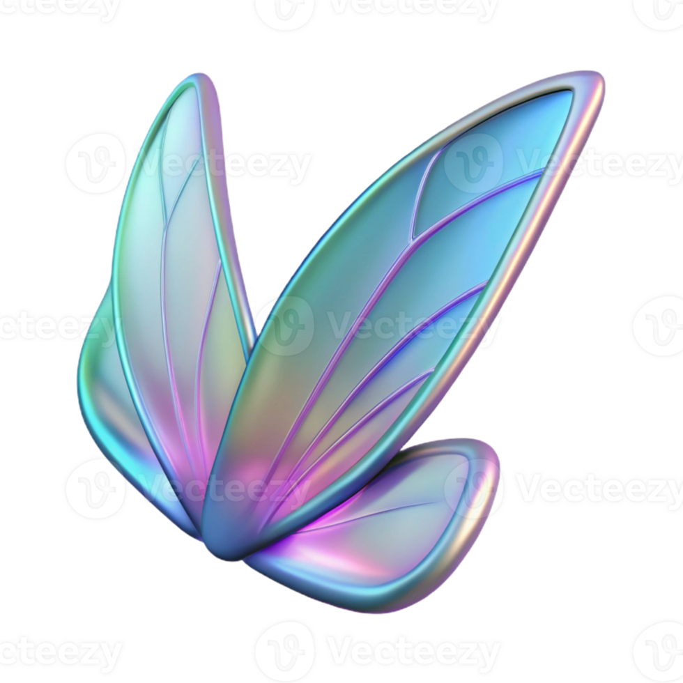 sumptuous quintessential Hyper-specific, isolated cutout of a single, fairy wing, iridescent, delicate veins with Transparent Background png