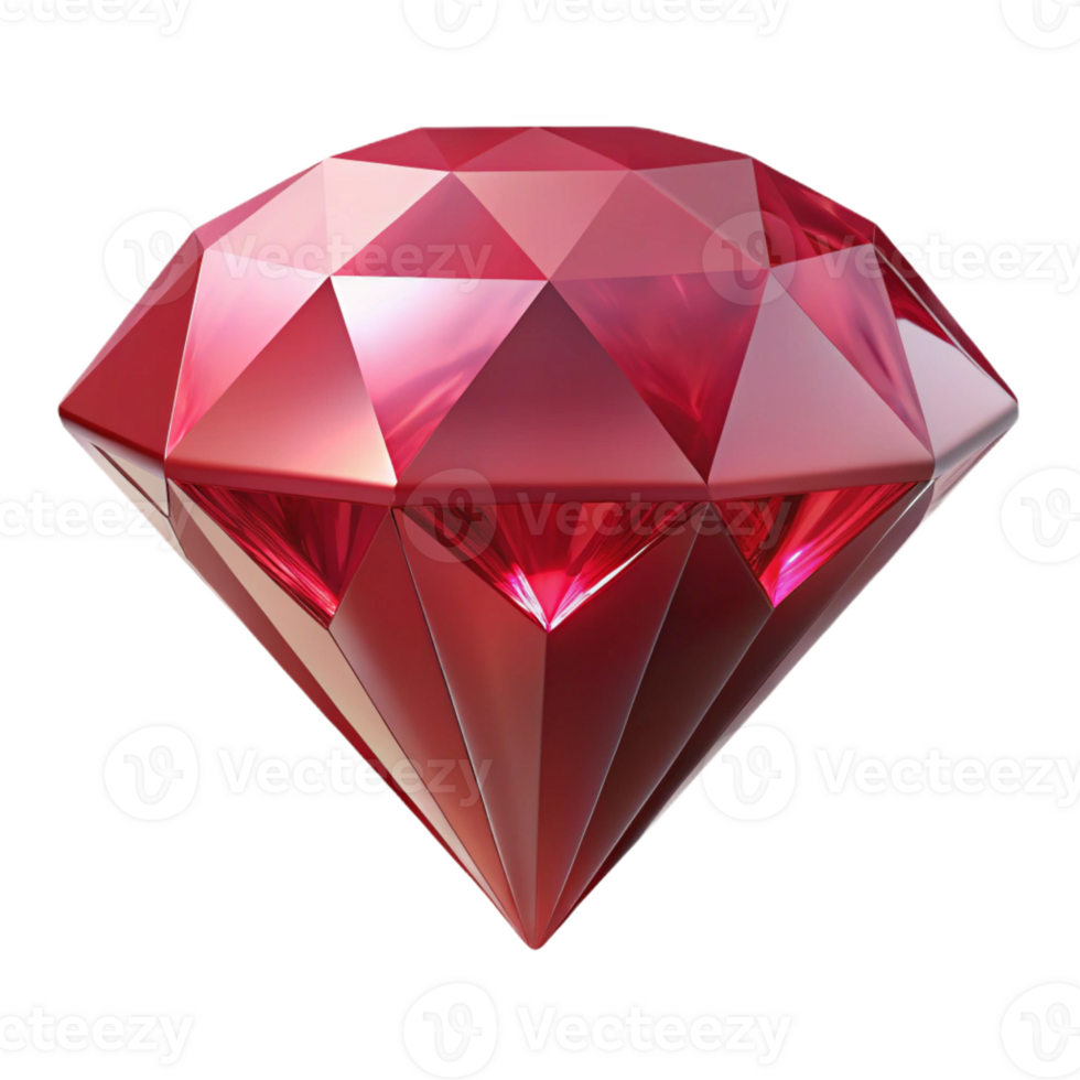 extraordinary quintessential Ultra-detailed, professional render of a single, cut ruby gemstone with intricate facets Isolated cutout with Transparent Background png
