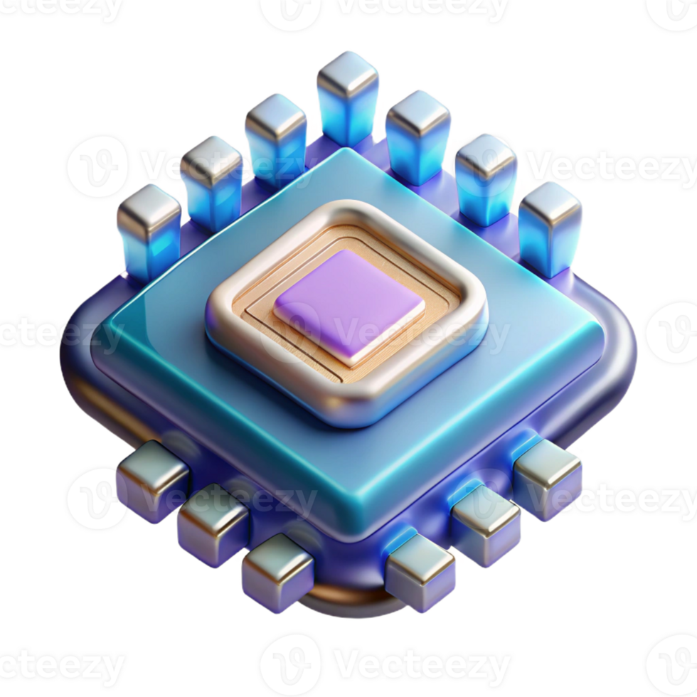 splendid futuristic Quantum computer processor with Transparent Background original png