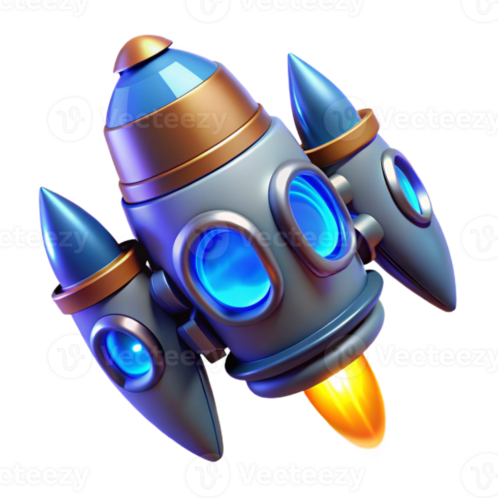 picturesque dramatic retro Concept art style, hyper-specific professional render of a futuristic spaceship engine with glowing blue thrusters Isolated cutout with Transparent Background ultra HD png