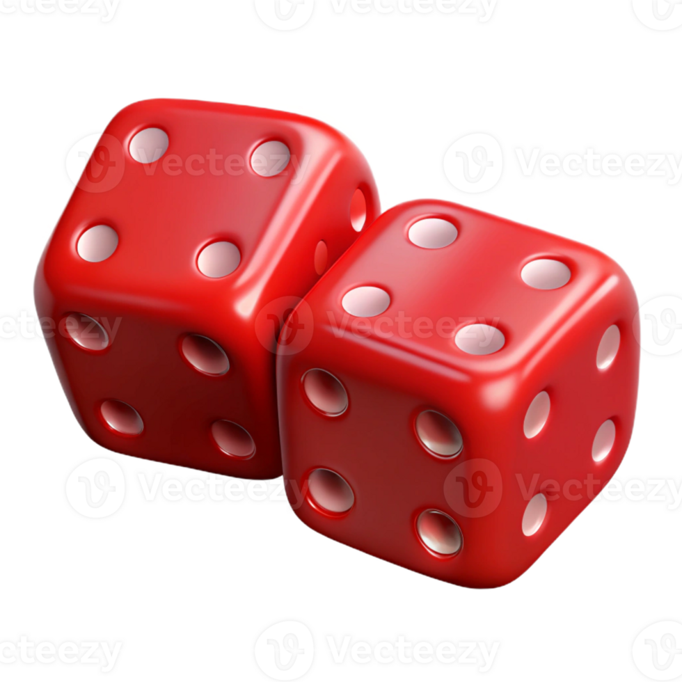 immaculate energetic creative A pair of red dice showing snake eyes with Transparent Background authentic png