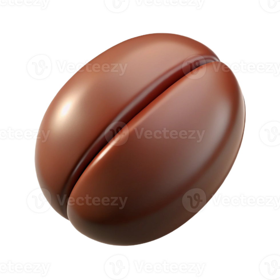 stunning bold rustic A single coffee bean, highly detailed and realistic with Transparent Background authentic png