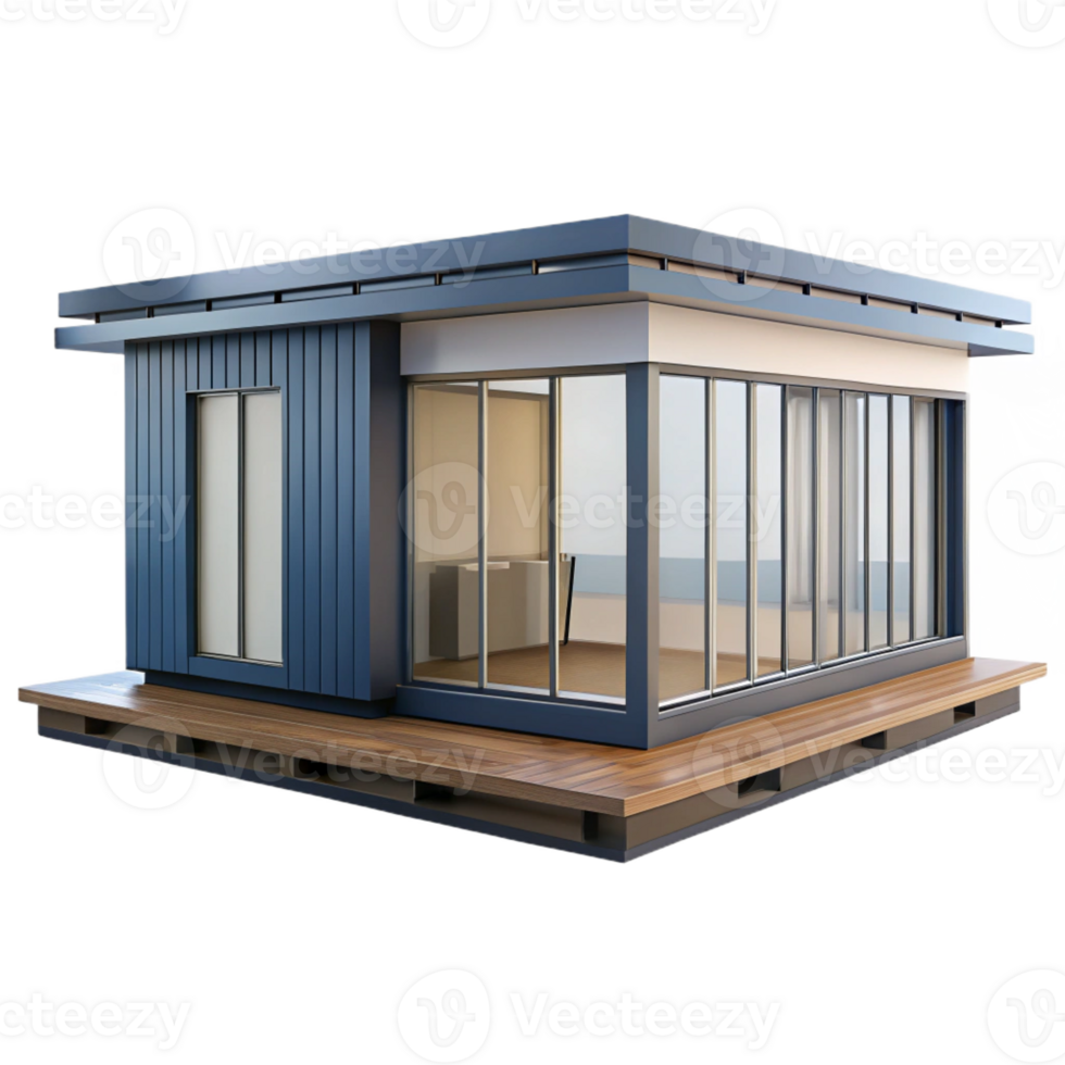 picturesque tranquil tropical Modern prefabricated house module, with Transparent Background expertly shot png