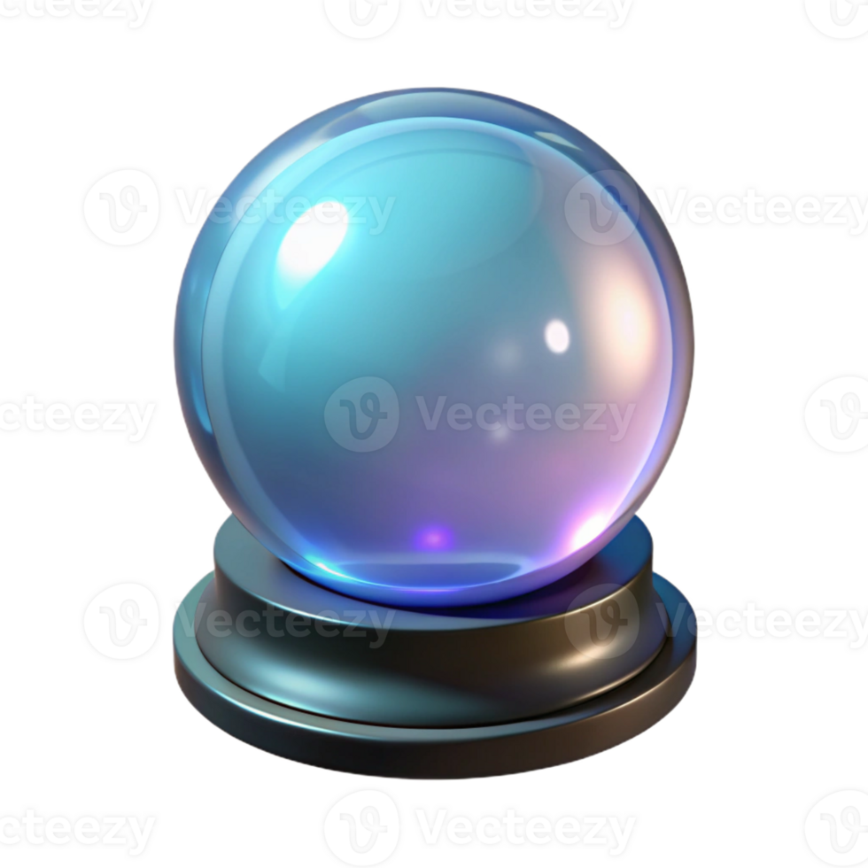 sumptuous melancholic industrial A levitating crystal ball radiating inner light with Transparent Background crisp png