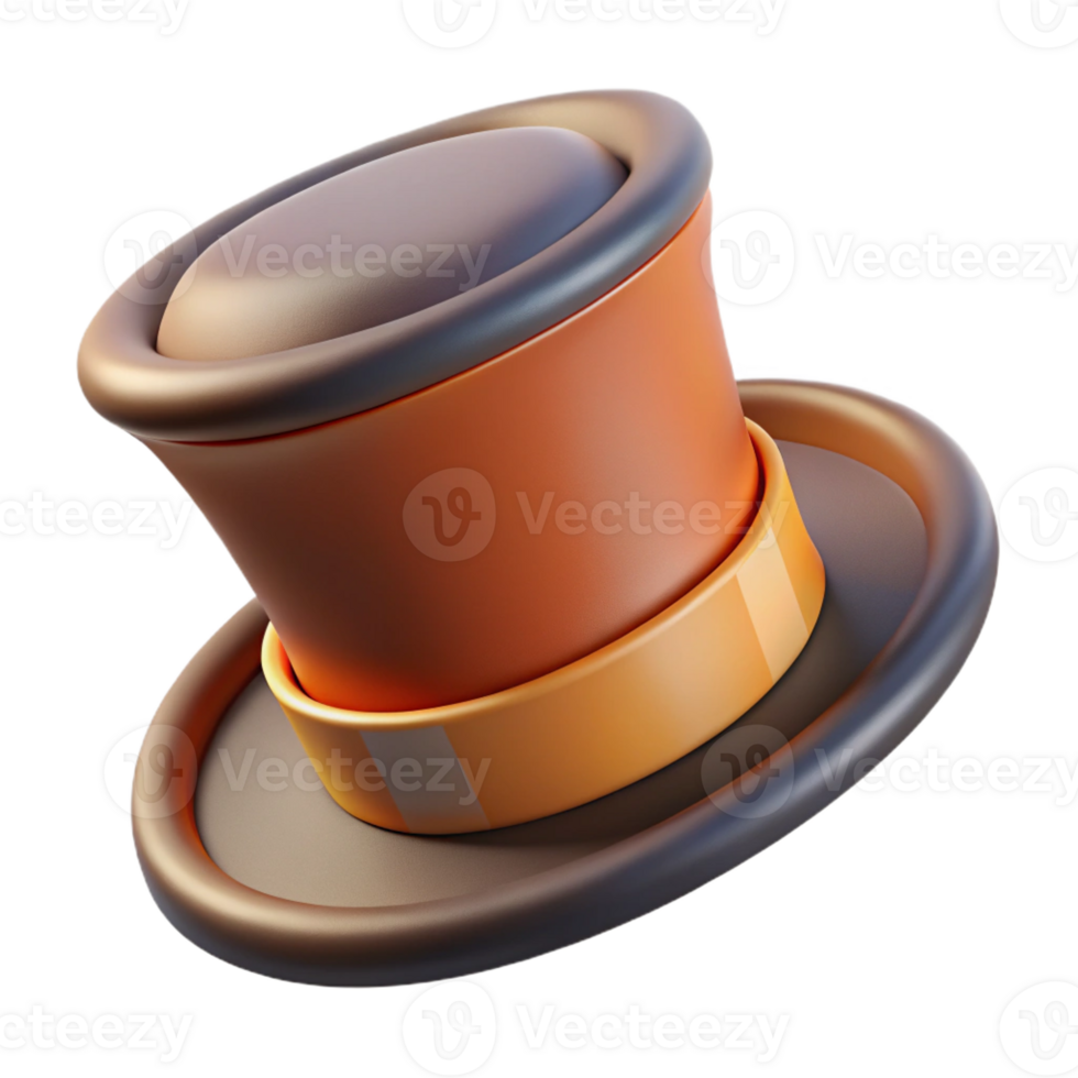 peaceful enchanting Concept art style, isolated cutout of a vintage top hat, ultra-detailed with Transparent Background professional png