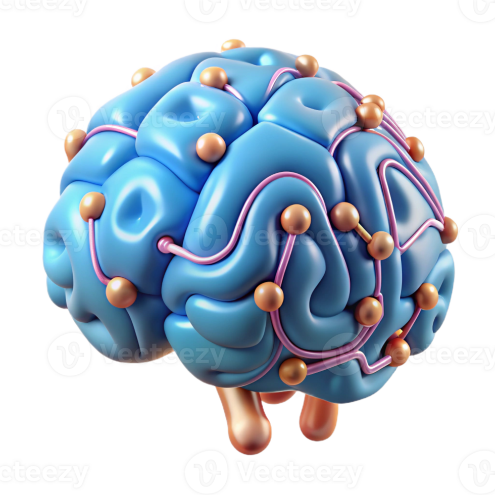 remarkable impressionist A human brain composed of interconnected circuit boards with Transparent Background 8K png