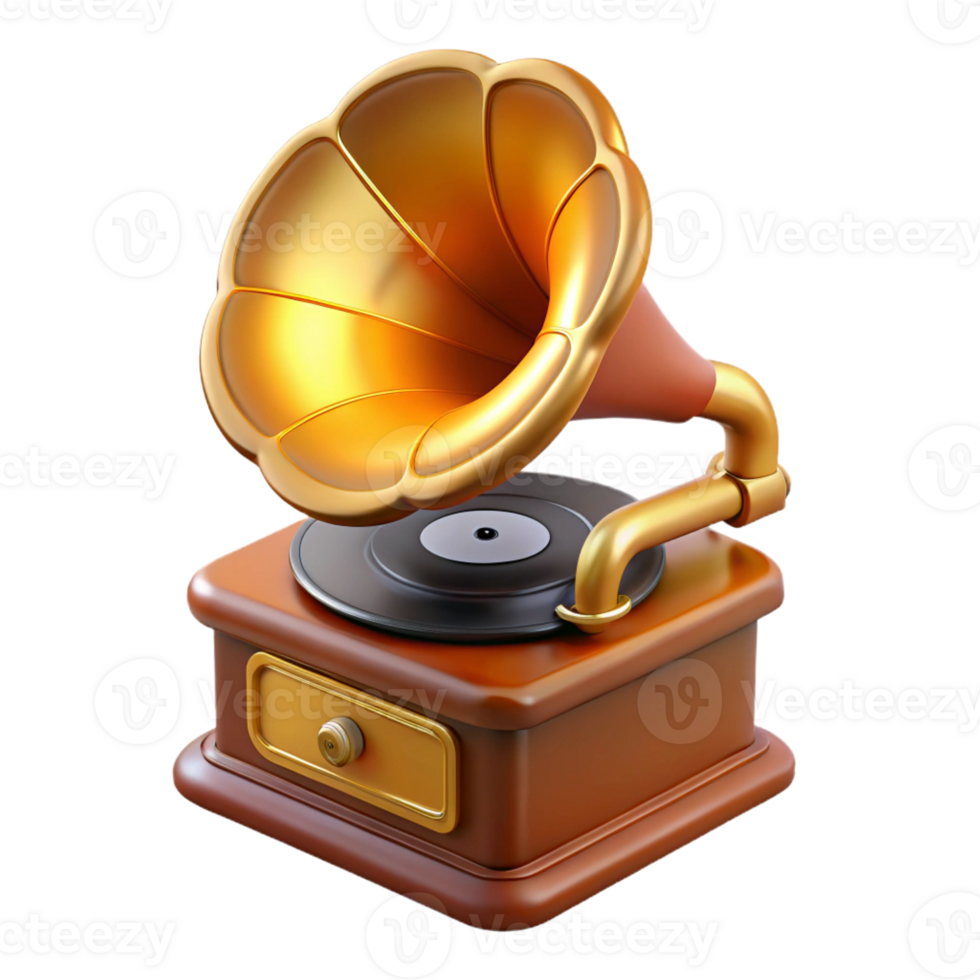 striking bold futuristic Concept art style, isolated cutout of a vintage phonograph record, hyper-specific with Transparent Background 8K png