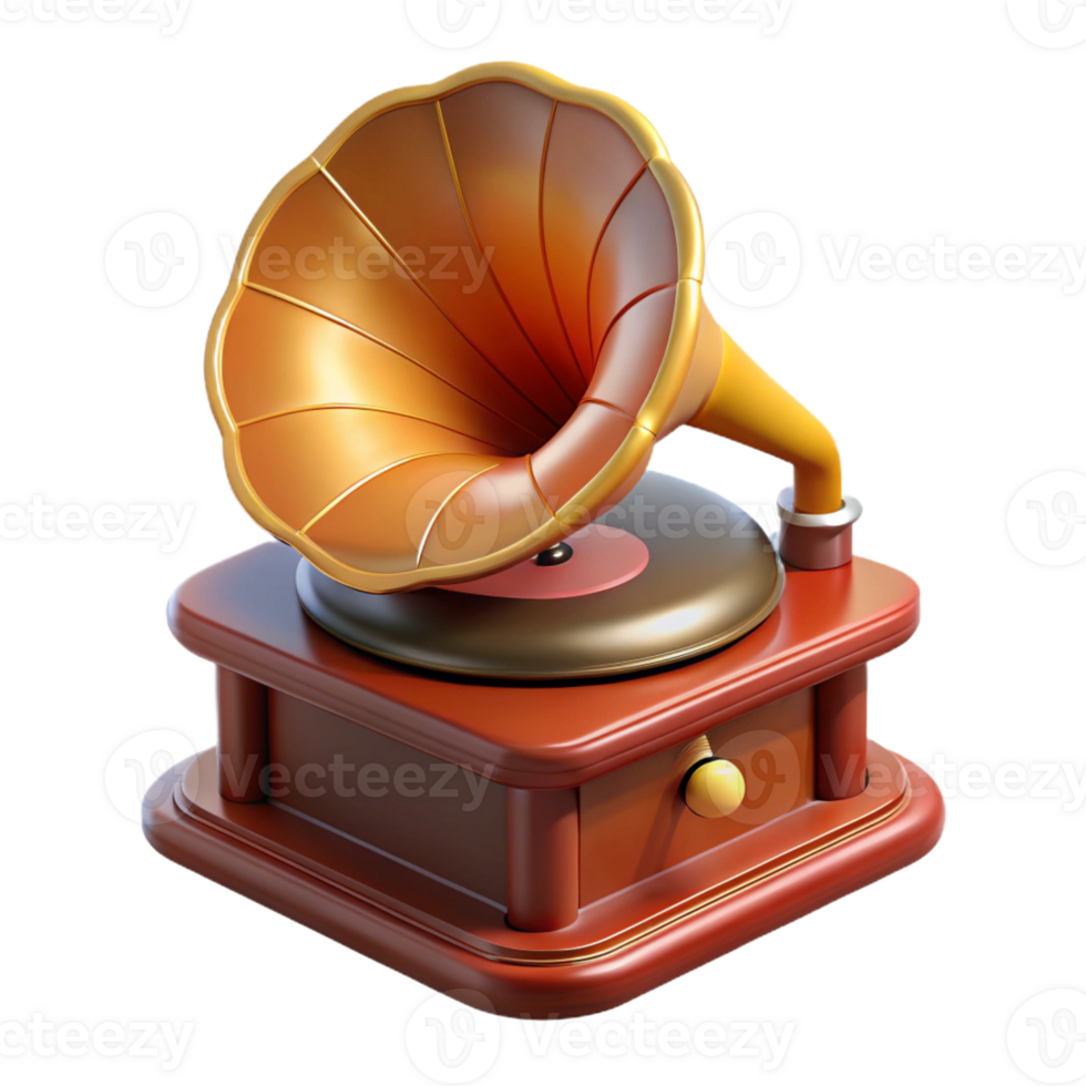 nostalgic impressive Concept art style, isolated cutout of a vintage phonograph record, hyper-specific with Transparent Background premium png